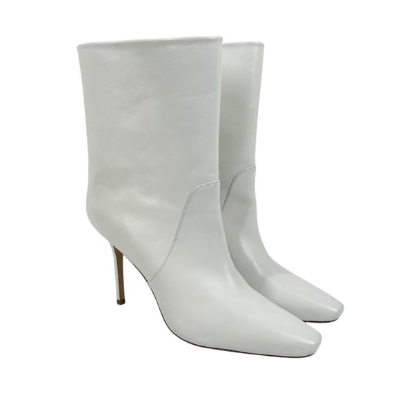 Stuart Weitzman Ebb White Leather Heeled Boot - Picture 1 of 13
